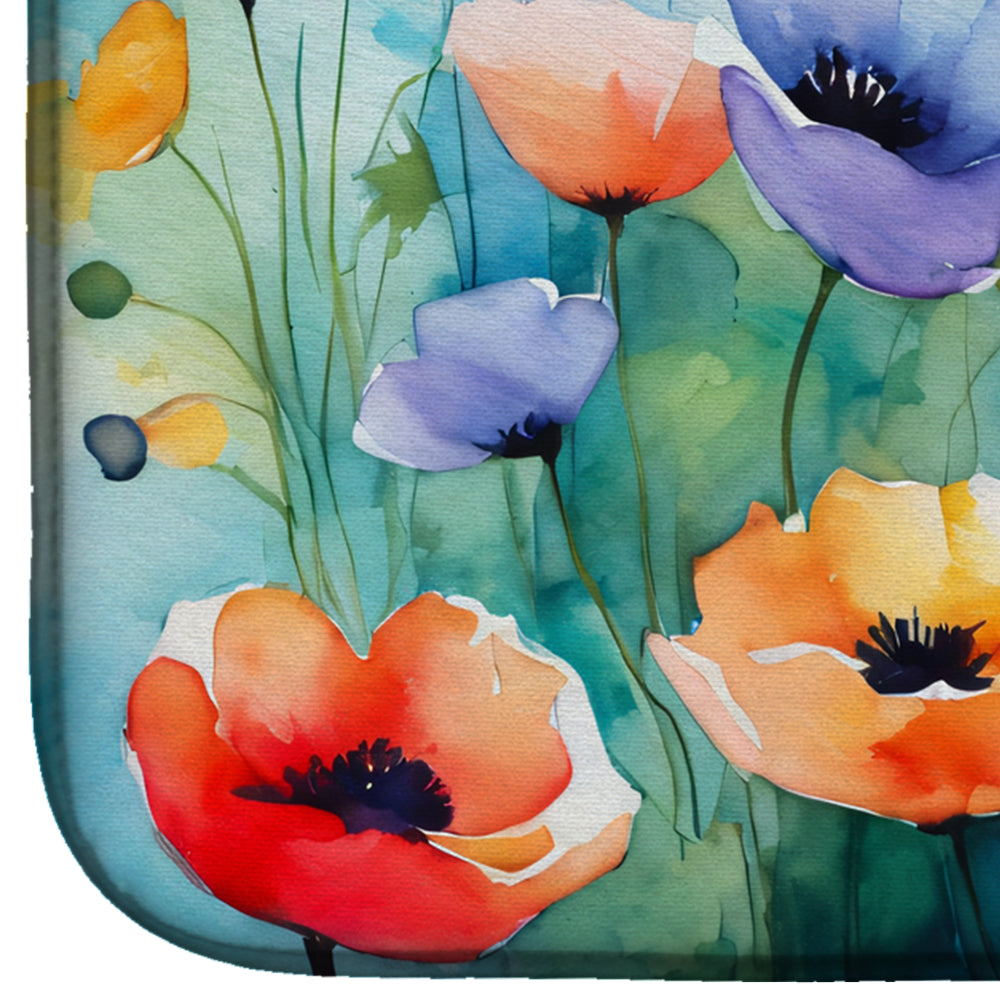 Anemones in Watercolor Dish Drying Mat