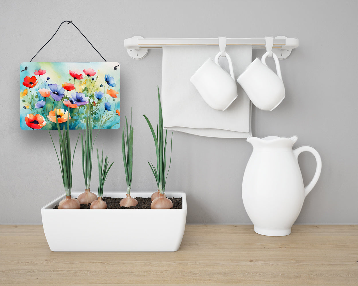 Anemones in Watercolor Wall or Door Hanging Prints