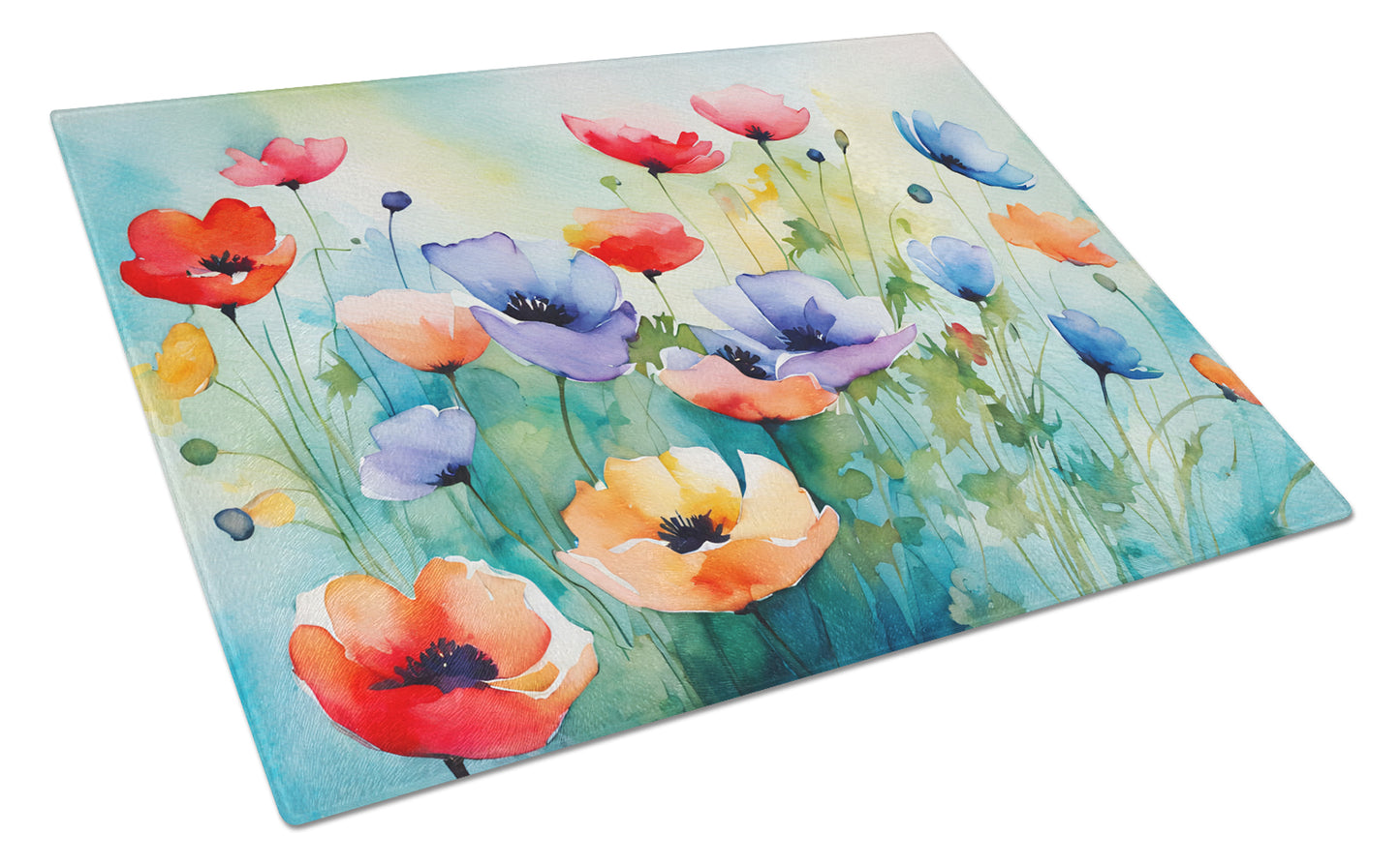 Buy this Anemones in Watercolor Glass Cutting Board