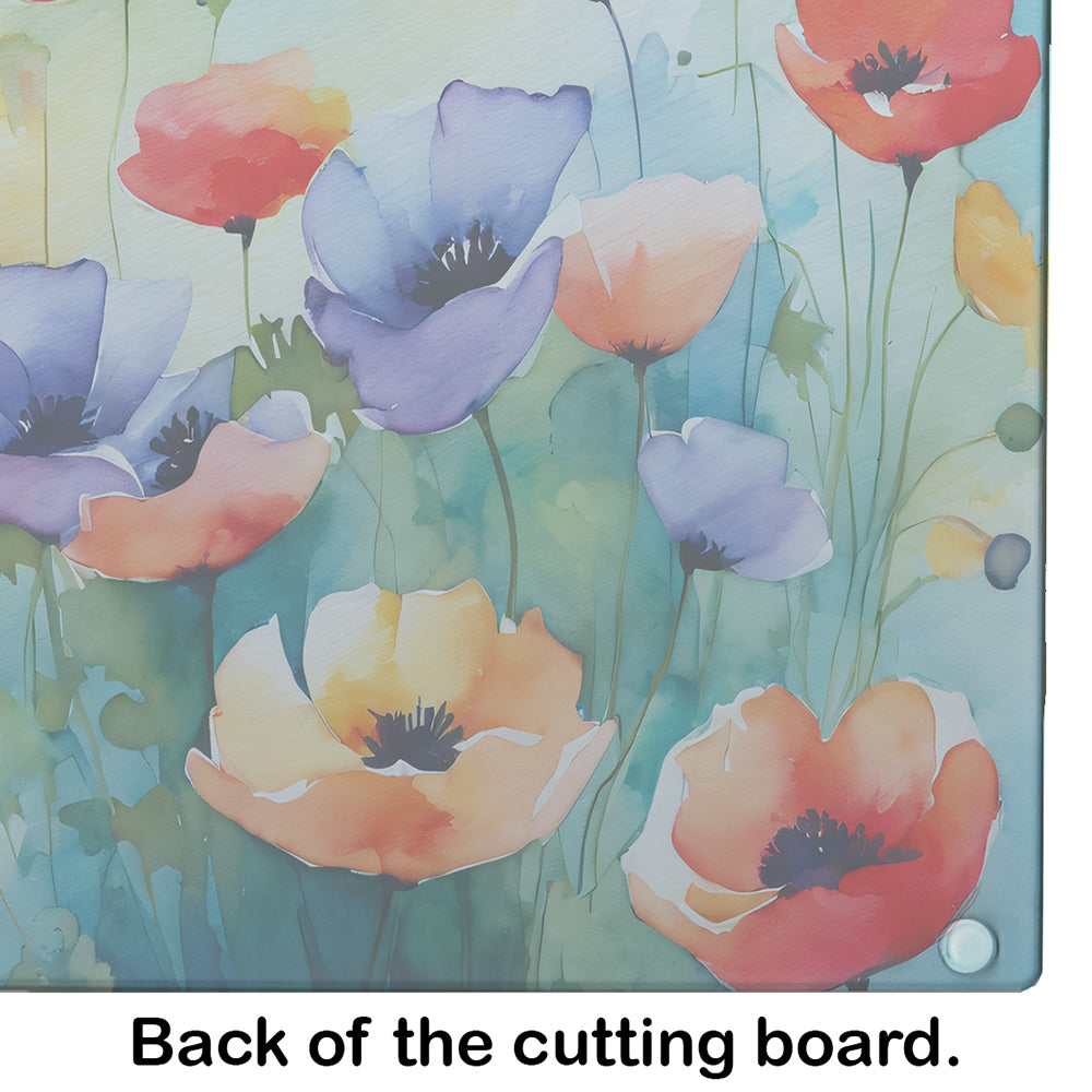 Anemones in Watercolor Glass Cutting Board