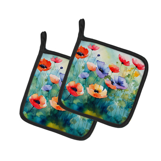 Buy this Anemones in Watercolor Pair of Pot Holders