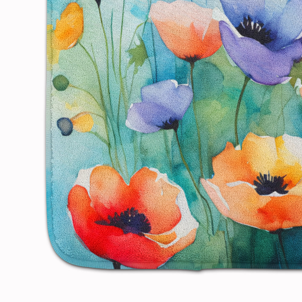 Anemones in Watercolor Memory Foam Kitchen Mat