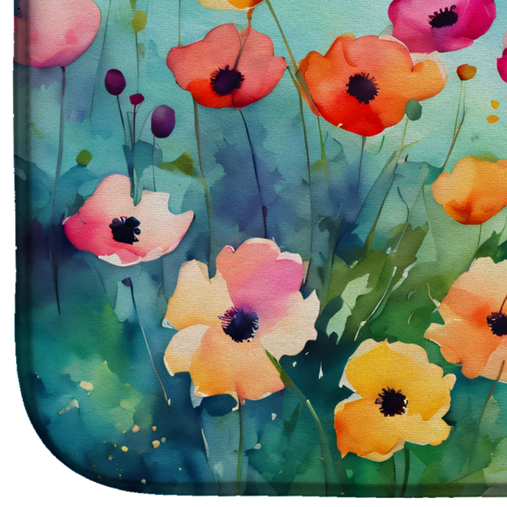 Anemones in Watercolor Dish Drying Mat