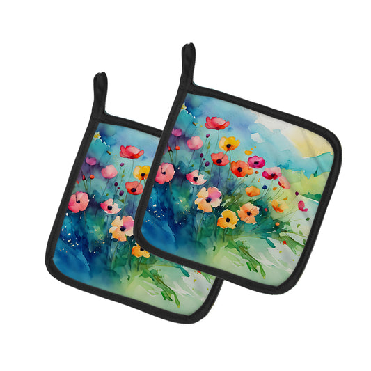 Buy this Anemones in Watercolor Pair of Pot Holders