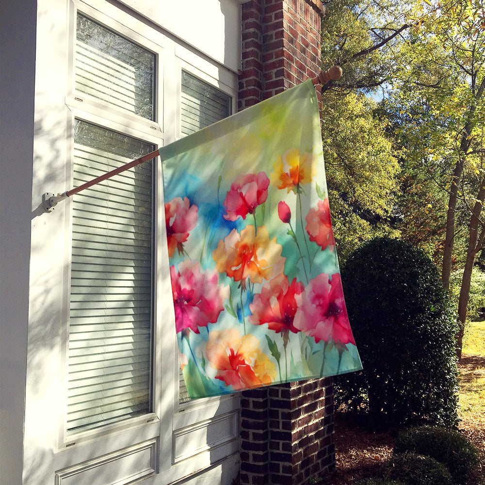 Carnations in Watercolor House Flag