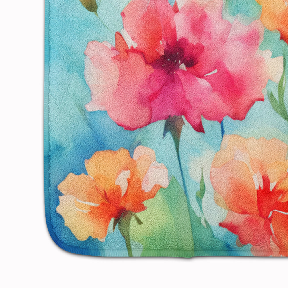 Carnations in Watercolor Memory Foam Kitchen Mat