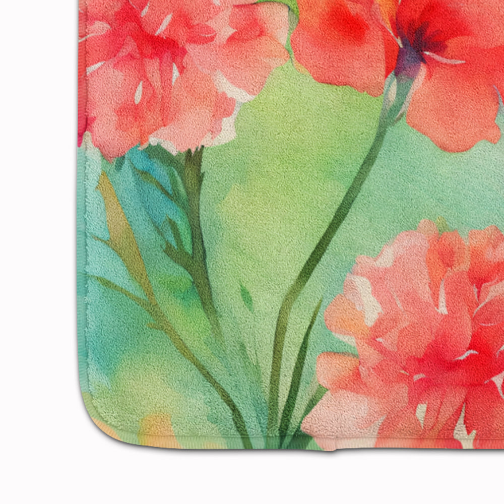 Carnations in Watercolor Memory Foam Kitchen Mat