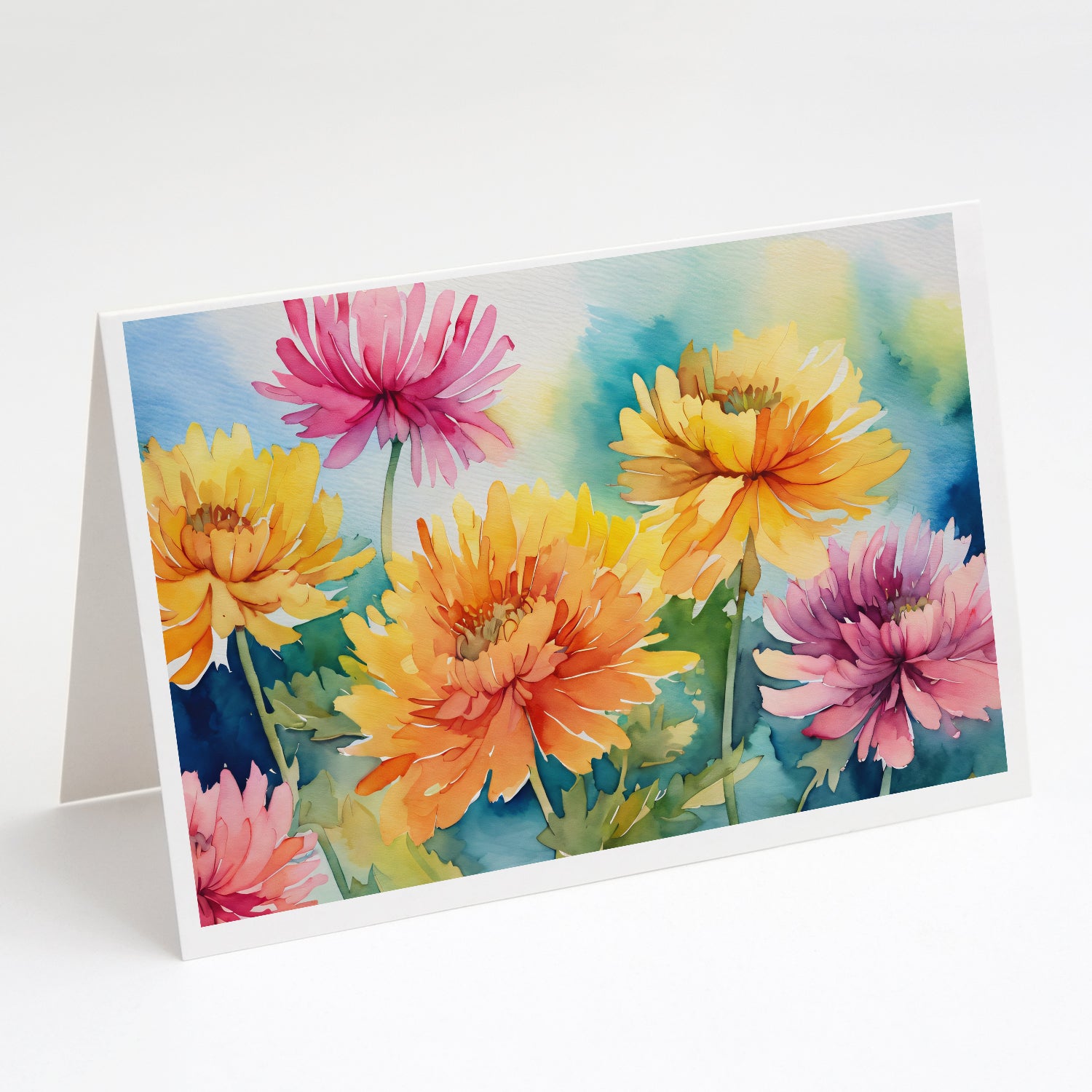 Buy this Chrysanthemums in Watercolor Greeting Cards Pack of 8