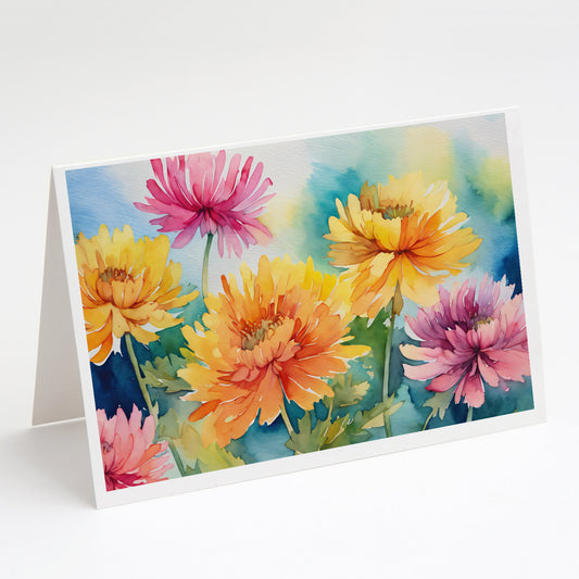 Buy this Chrysanthemums in Watercolor Greeting Cards Pack of 8