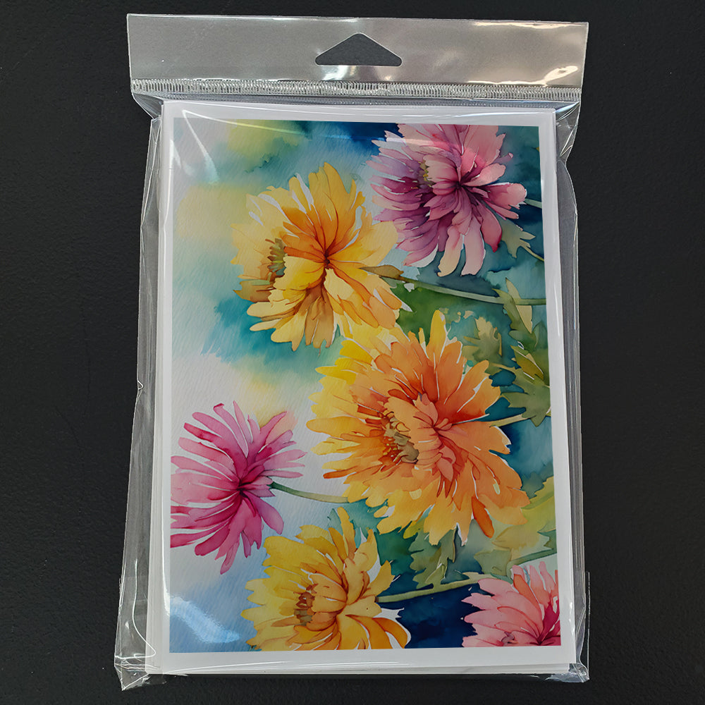 Chrysanthemums in Watercolor Greeting Cards Pack of 8