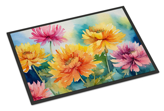 Buy this Chrysanthemums in Watercolor Doormat