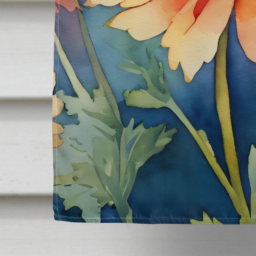 Chrysanthemums in Watercolor House Flag