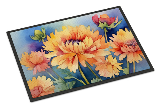 Buy this Chrysanthemums in Watercolor Doormat