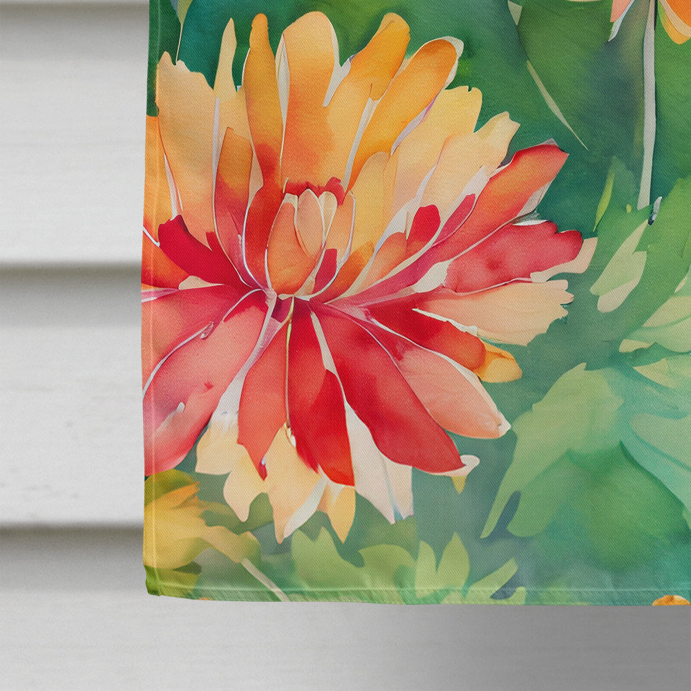 Chrysanthemums in Watercolor House Flag
