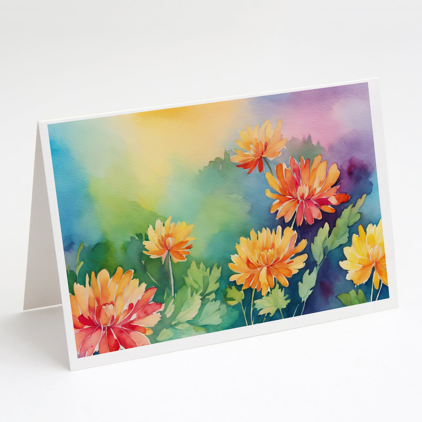 Buy this Chrysanthemums in Watercolor Greeting Cards Pack of 8