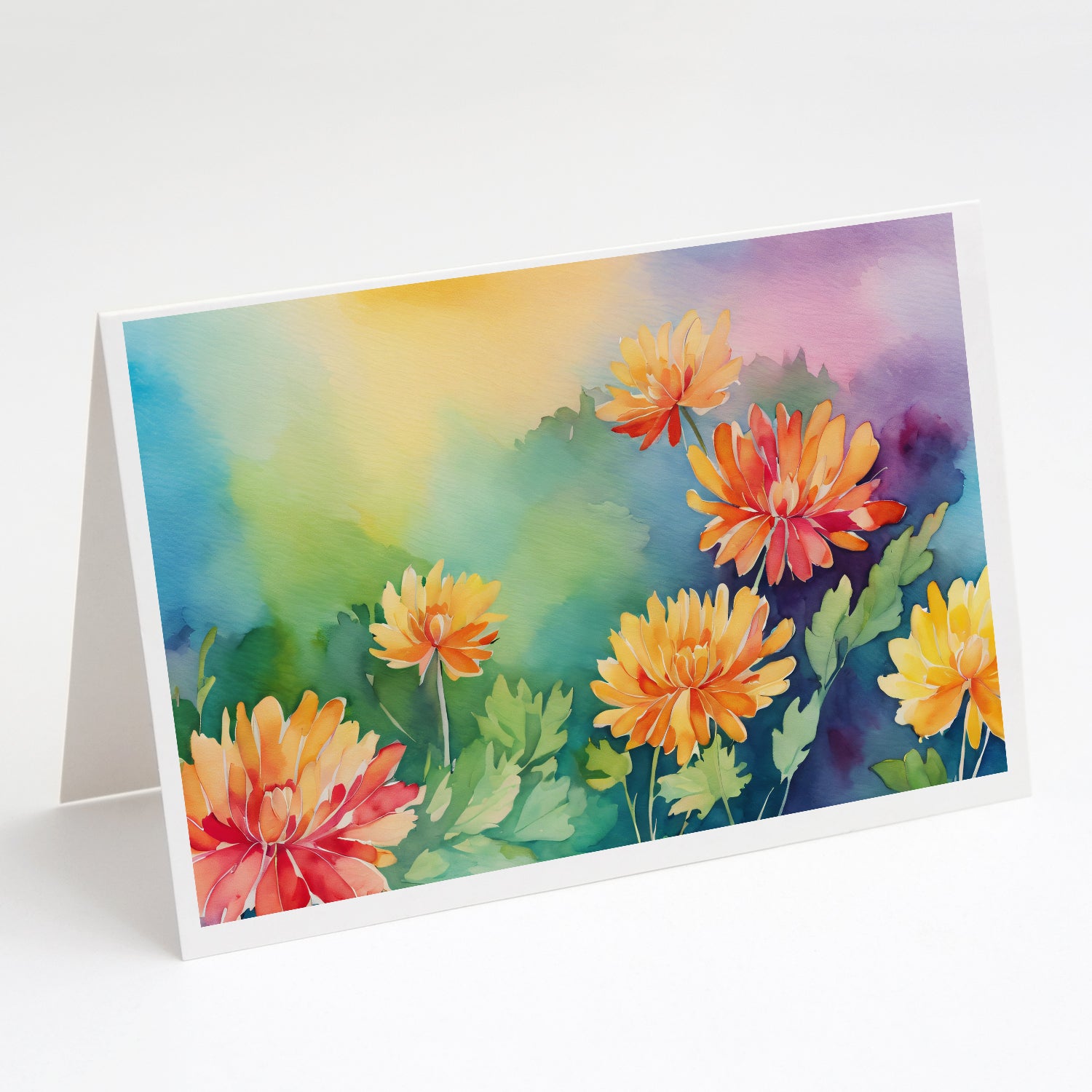 Buy this Chrysanthemums in Watercolor Greeting Cards Pack of 8