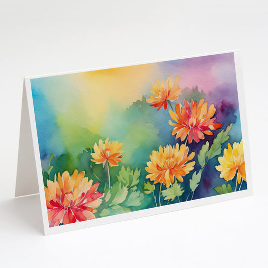 Buy this Chrysanthemums in Watercolor Greeting Cards Pack of 8
