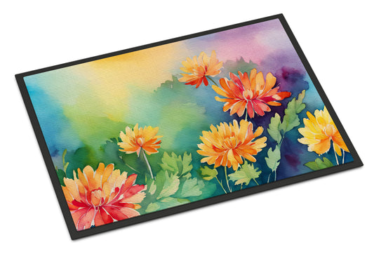 Buy this Chrysanthemums in Watercolor Doormat