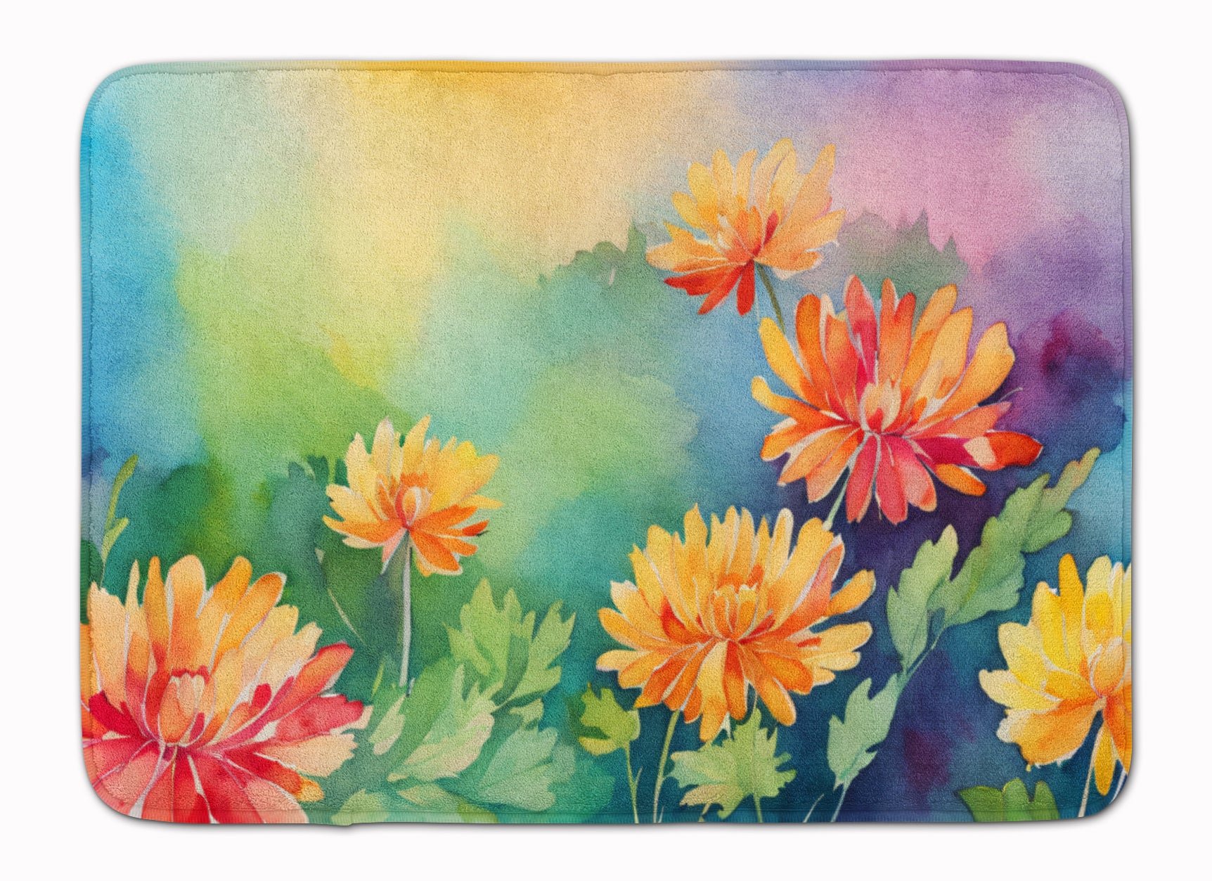 Buy this Chrysanthemums in Watercolor Memory Foam Kitchen Mat