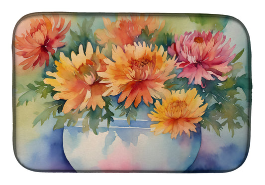 Buy this Chrysanthemums in Watercolor Dish Drying Mat