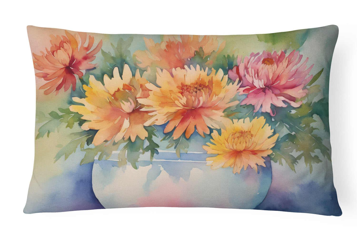 Buy this Chrysanthemums in Watercolor Throw Pillow