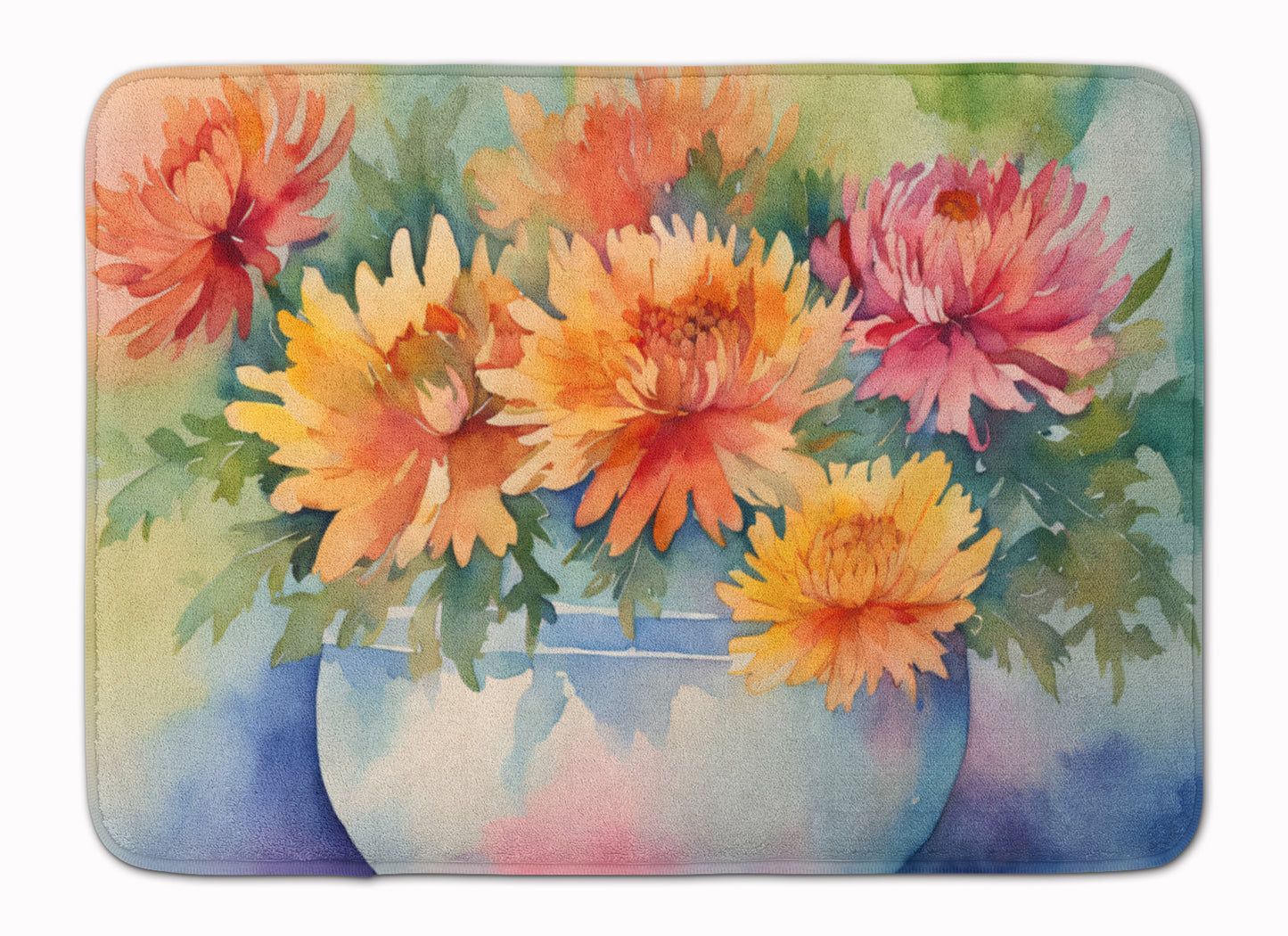 Buy this Chrysanthemums in Watercolor Memory Foam Kitchen Mat