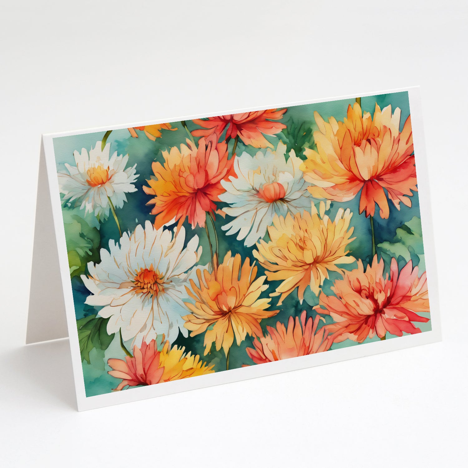 Buy this Chrysanthemums in Watercolor Greeting Cards Pack of 8