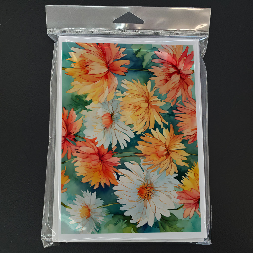 Chrysanthemums in Watercolor Greeting Cards Pack of 8