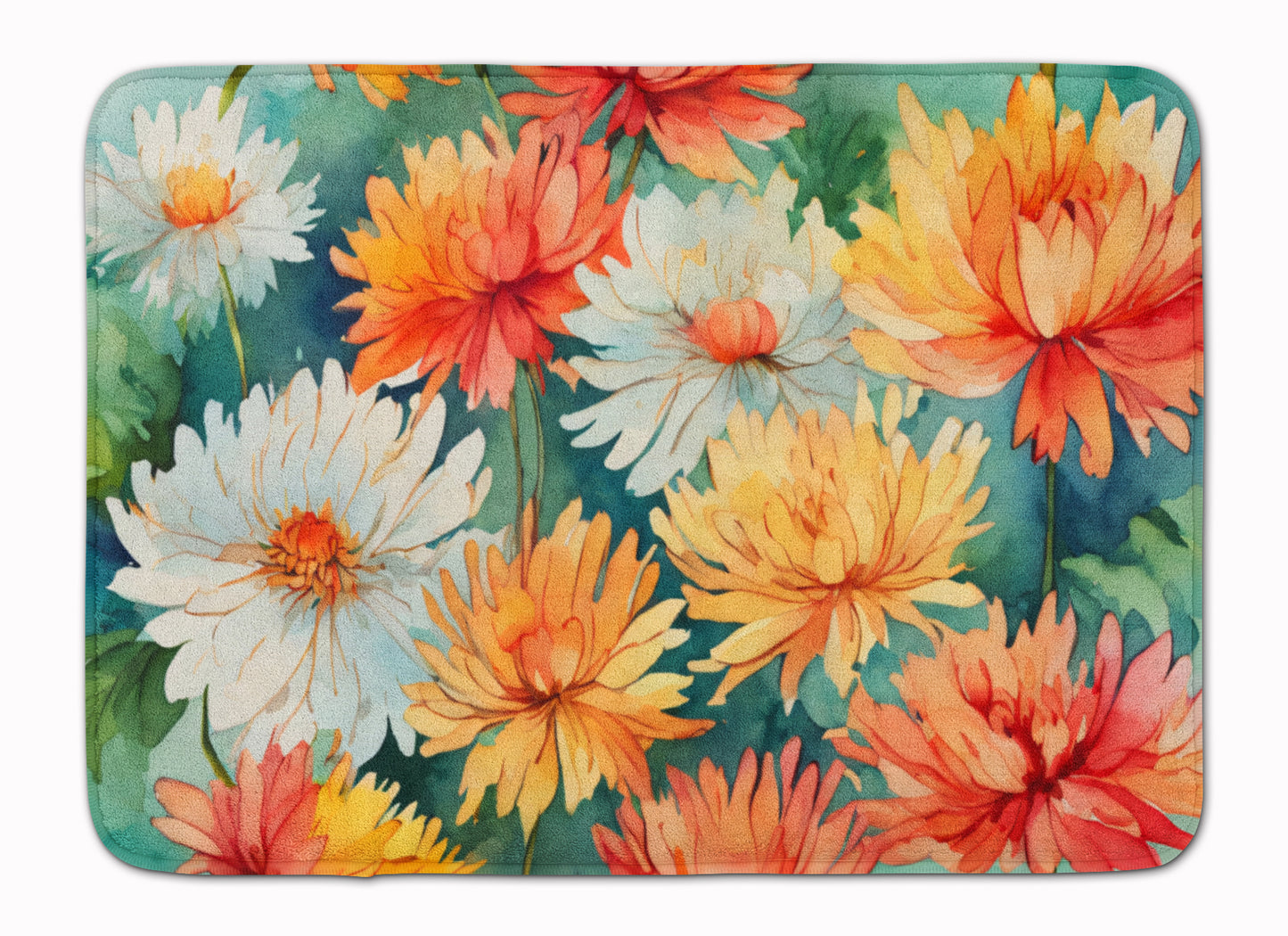 Buy this Chrysanthemums in Watercolor Memory Foam Kitchen Mat