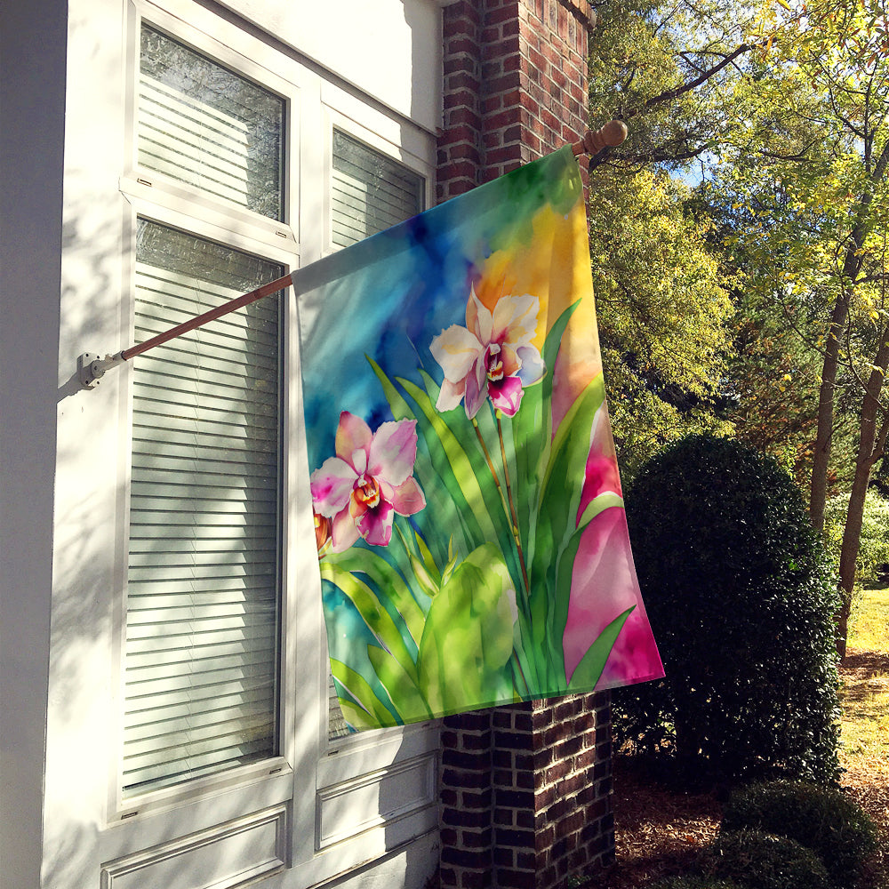 Orchids in Watercolor House Flag