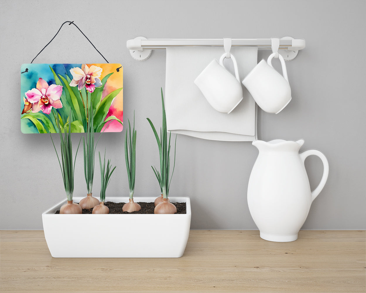 Orchids in Watercolor Wall or Door Hanging Prints
