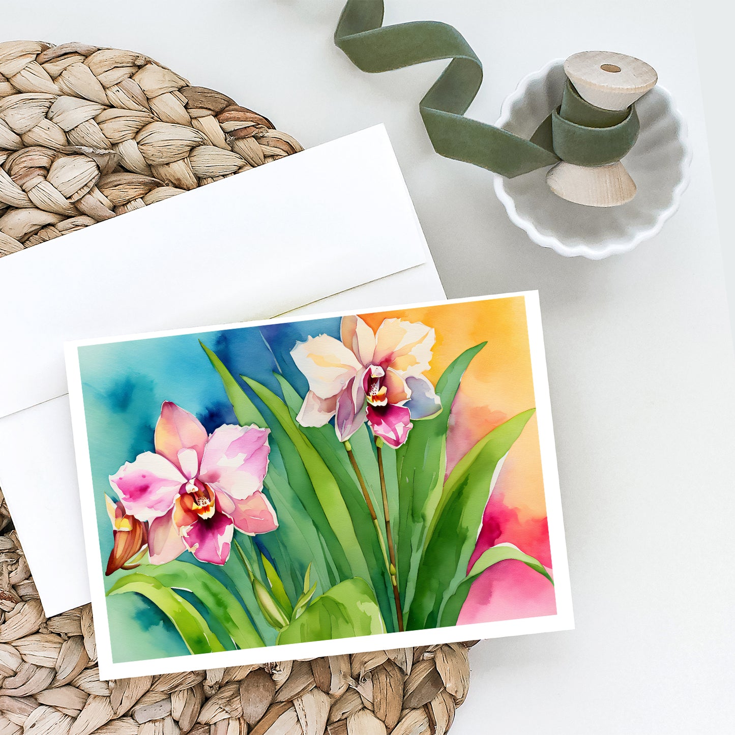 Orchids in Watercolor Greeting Cards Pack of 8