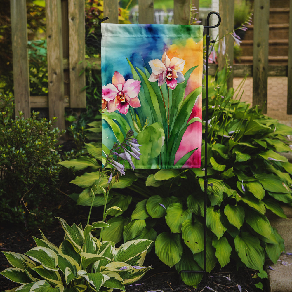 Orchids in Watercolor Garden Flag