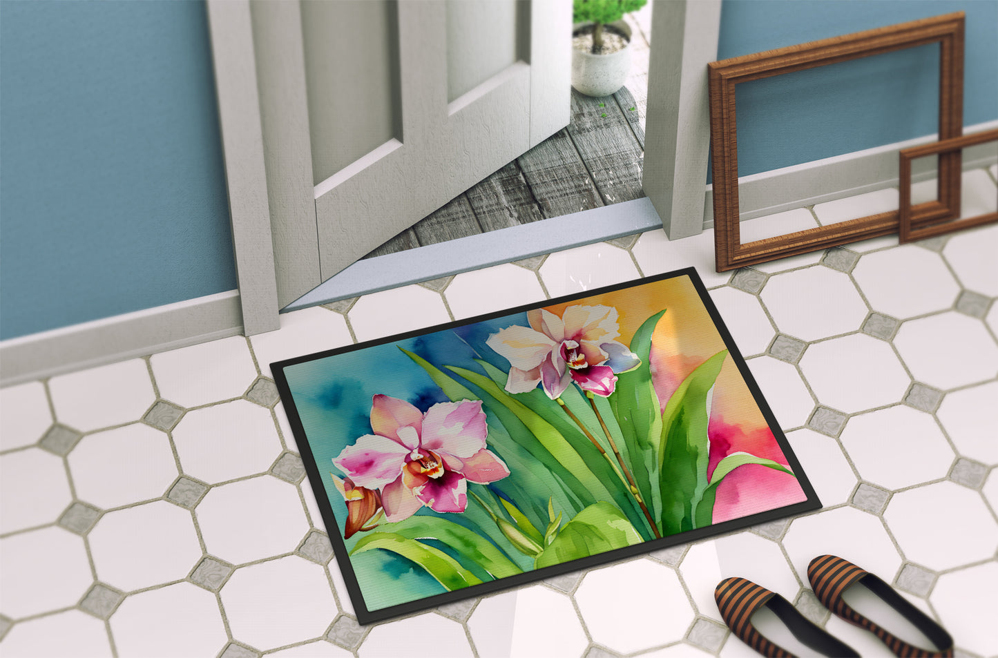 Orchids in Watercolor Doormat