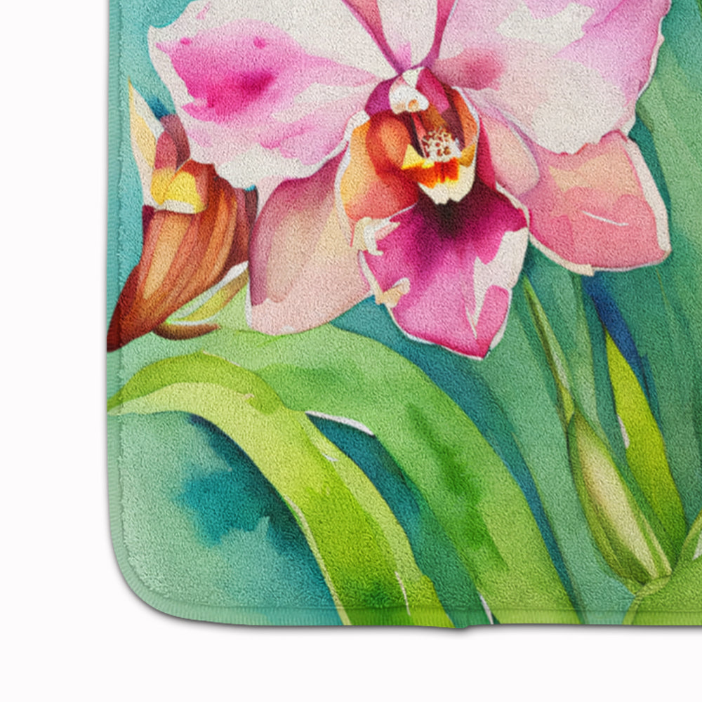 Orchids in Watercolor Memory Foam Kitchen Mat