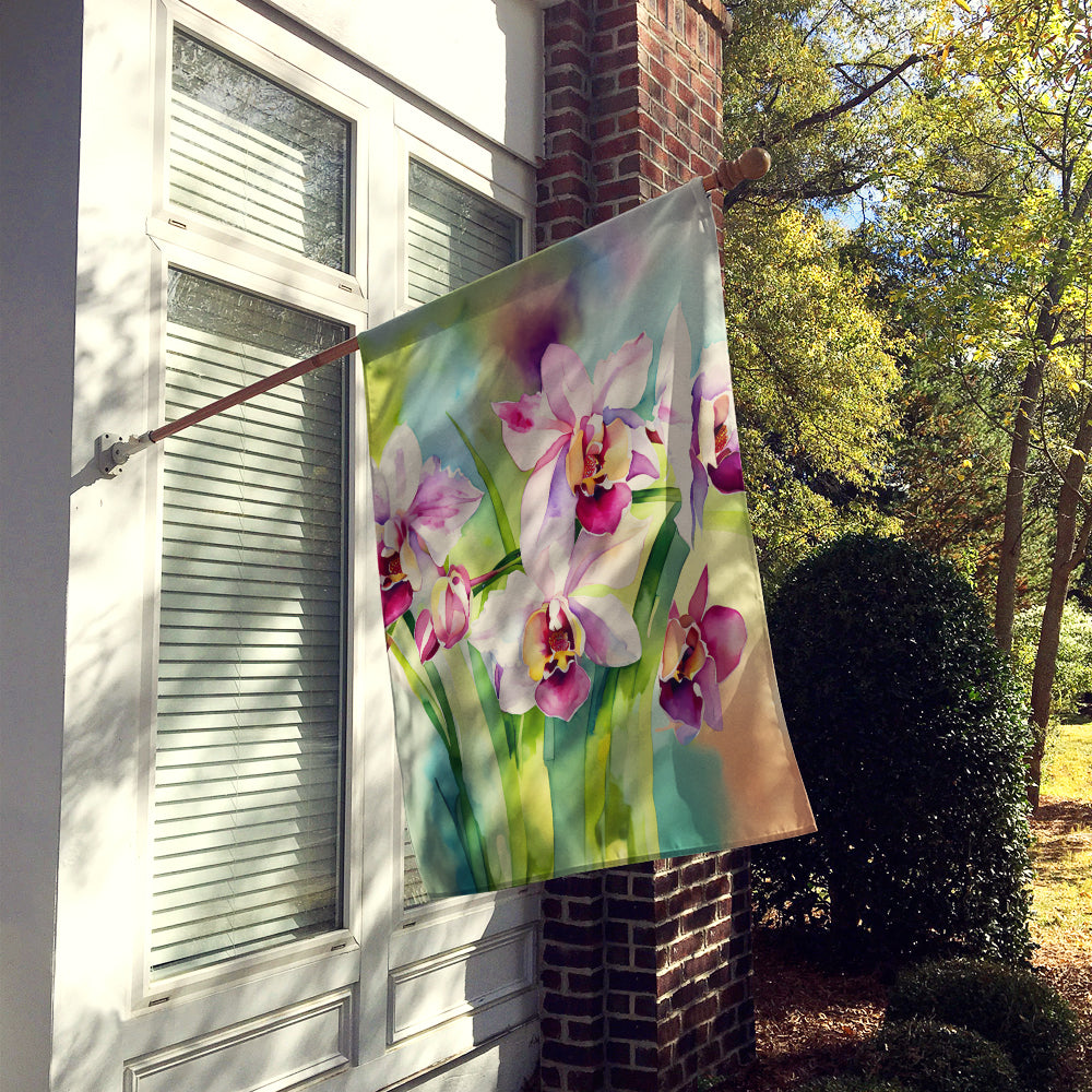 Orchids in Watercolor House Flag