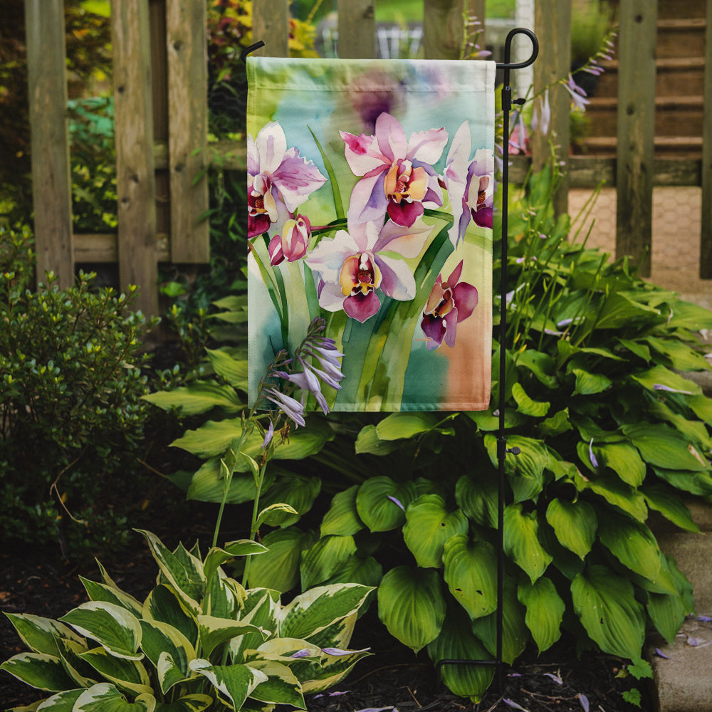 Orchids in Watercolor Garden Flag