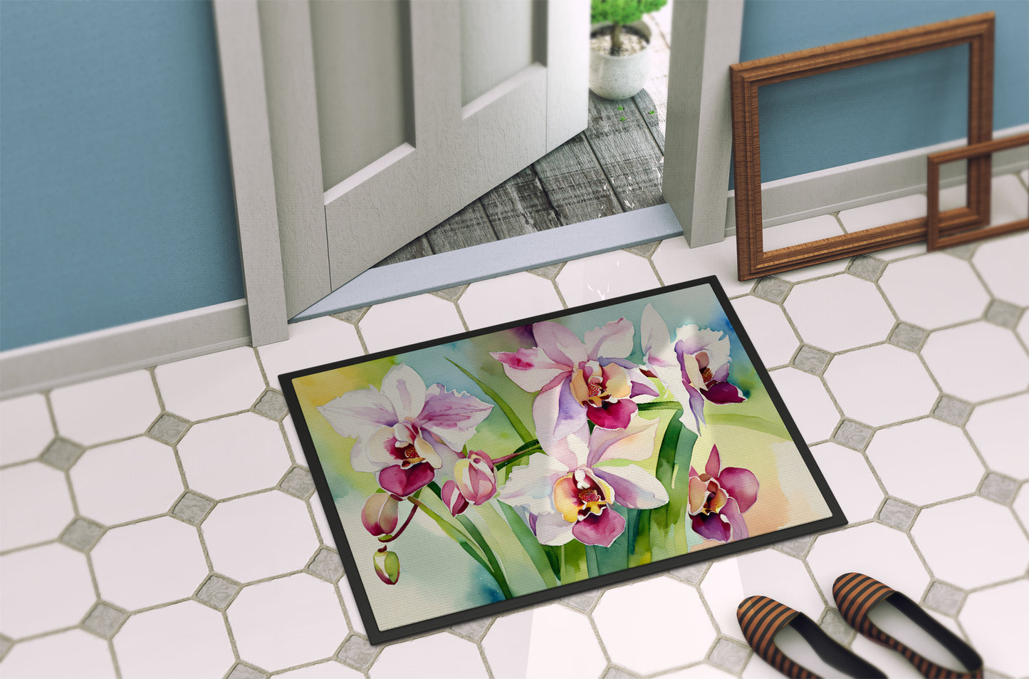 Orchids in Watercolor Doormat