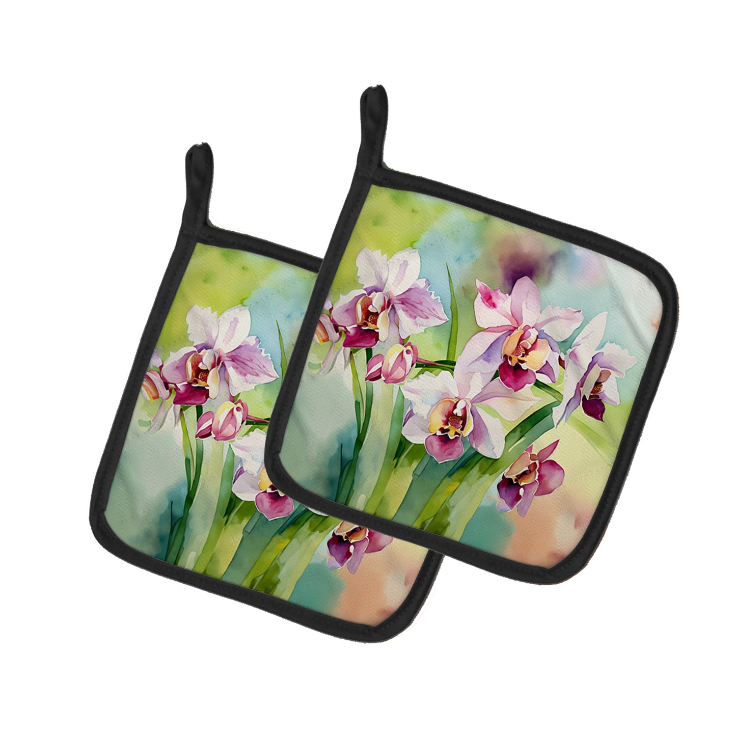 Buy this Orchids in Watercolor Pair of Pot Holders