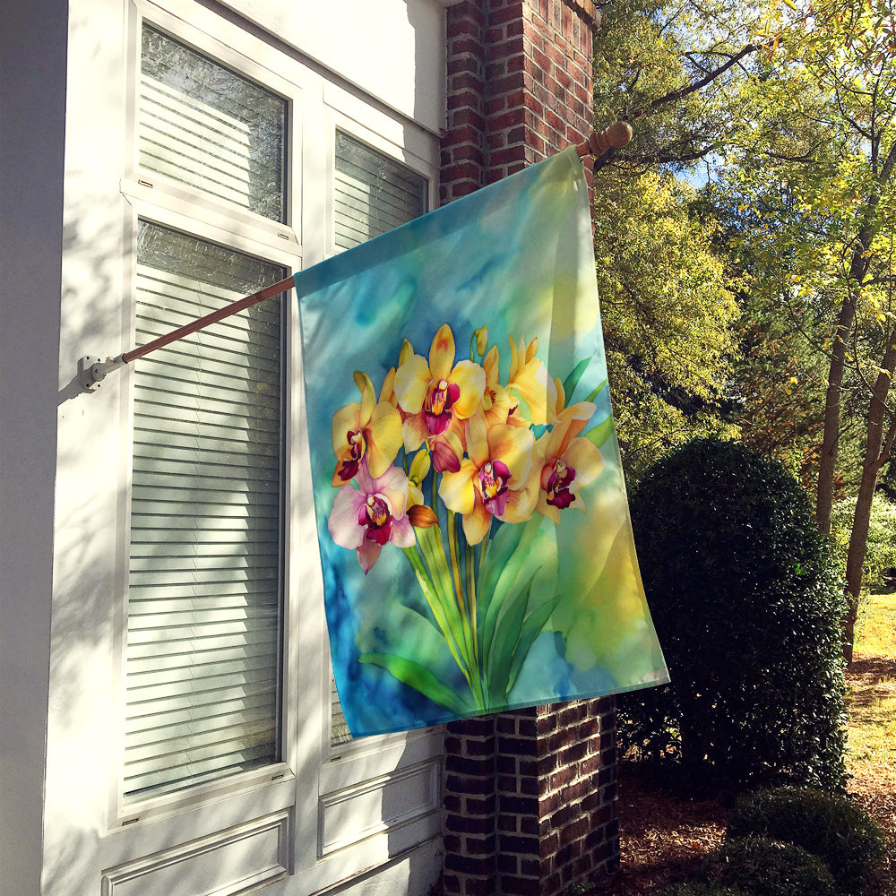 Orchids in Watercolor House Flag
