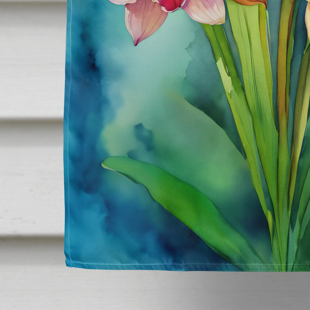 Orchids in Watercolor House Flag