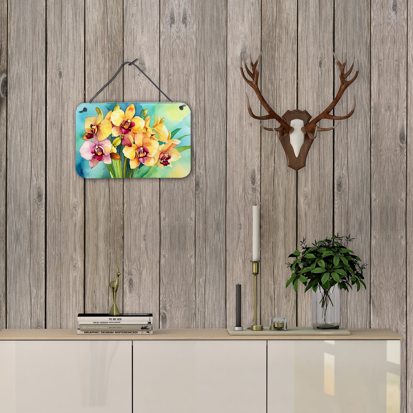 Orchids in Watercolor Wall or Door Hanging Prints