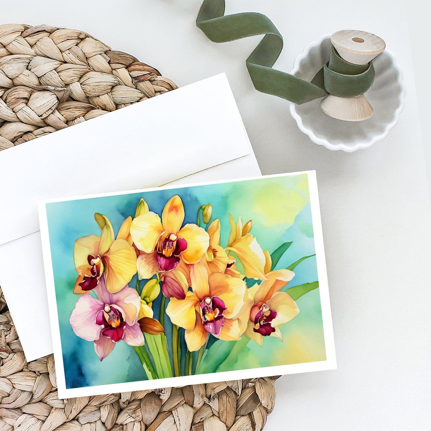 Orchids in Watercolor Greeting Cards Pack of 8