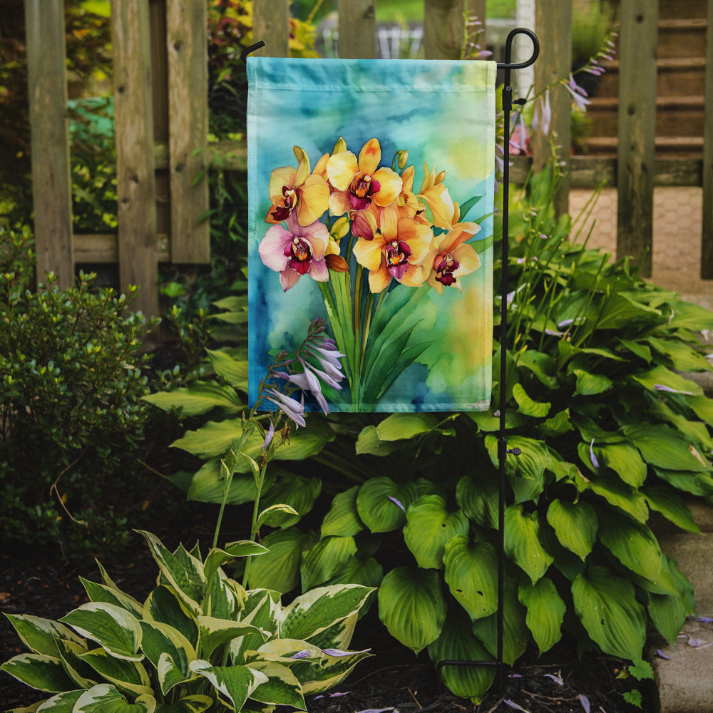 Orchids in Watercolor Garden Flag