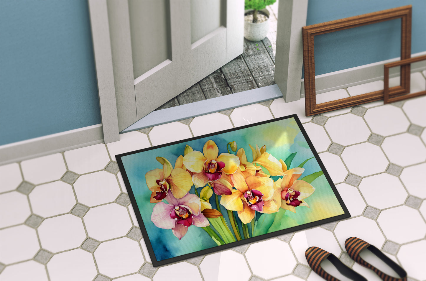 Orchids in Watercolor Doormat