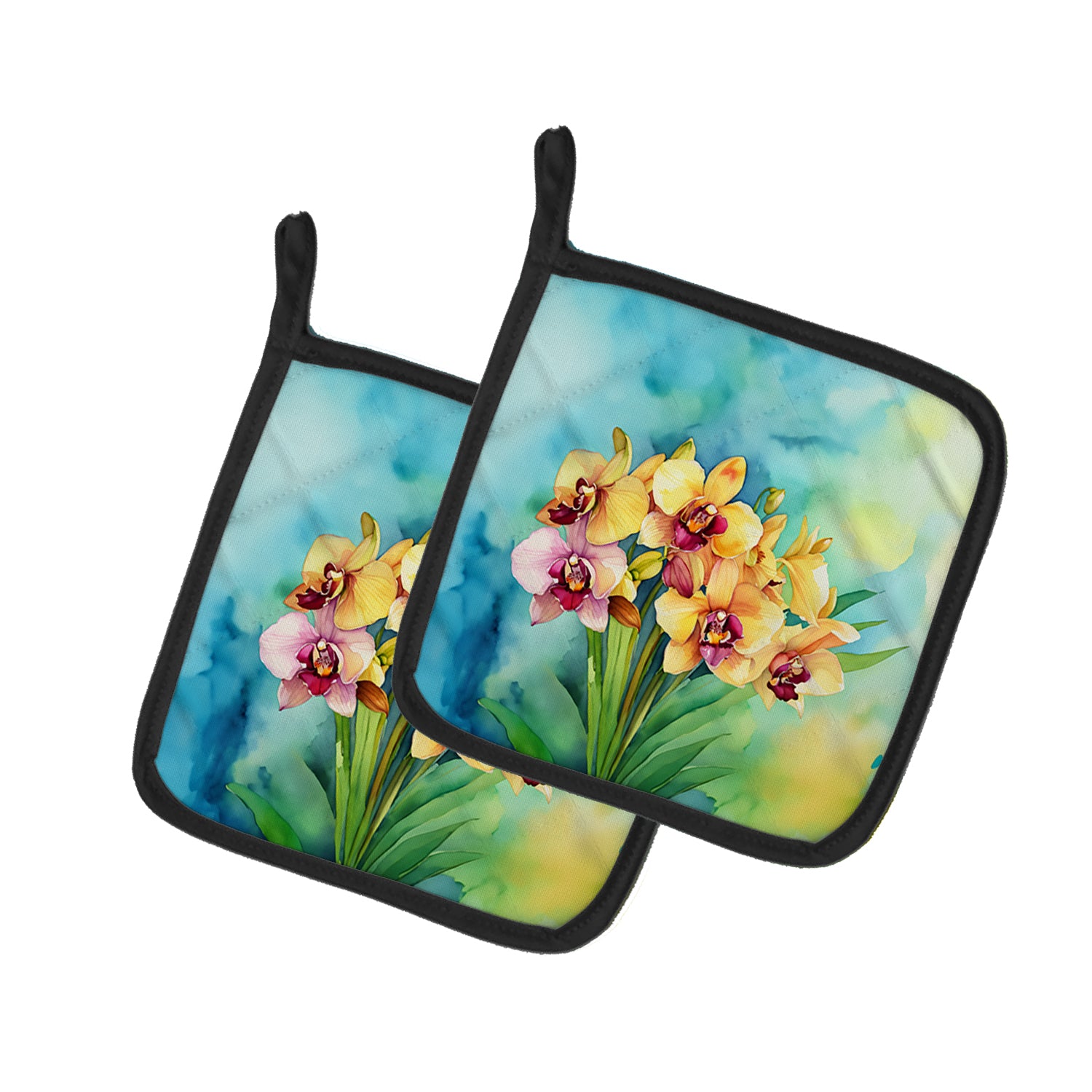 Buy this Orchids in Watercolor Pair of Pot Holders