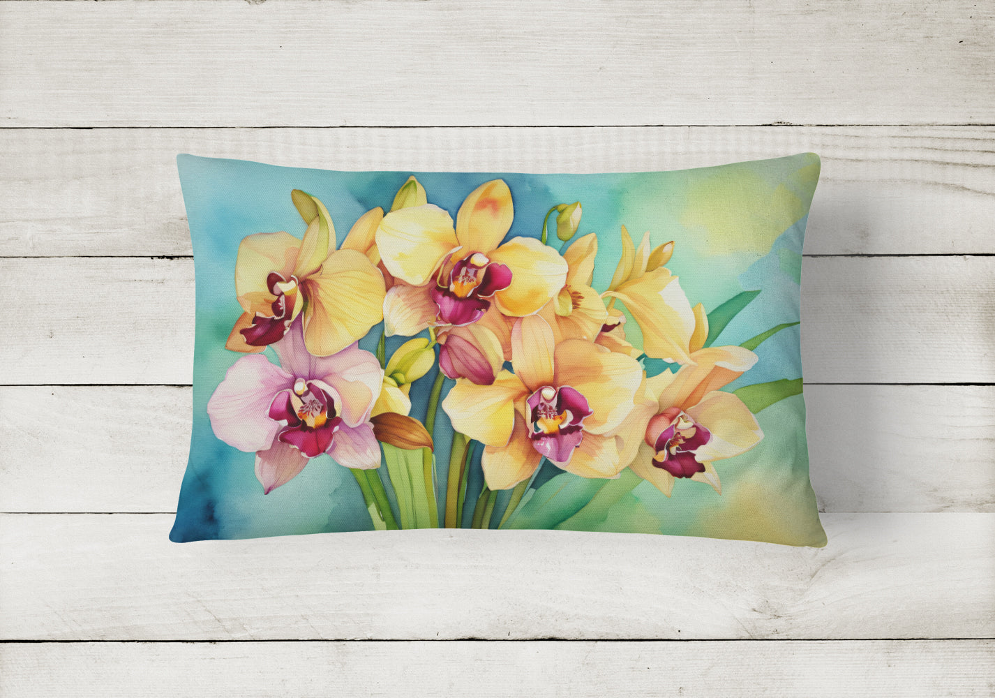Orchids in Watercolor Throw Pillow