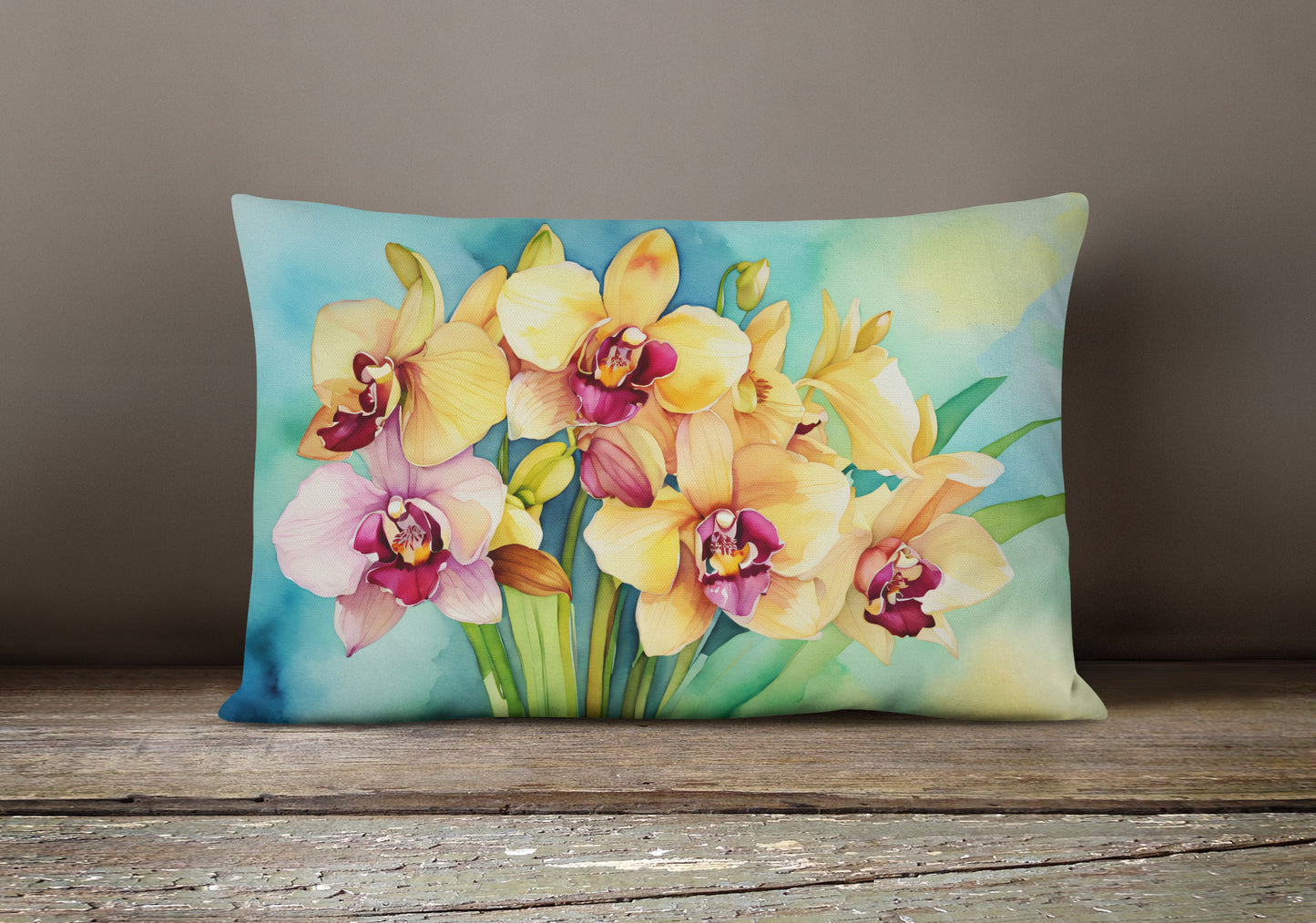 Orchids in Watercolor Throw Pillow