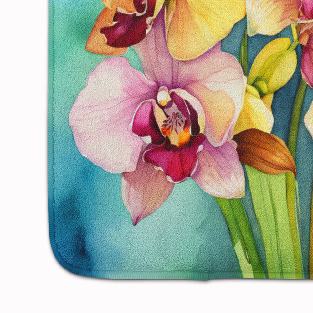 Orchids in Watercolor Memory Foam Kitchen Mat