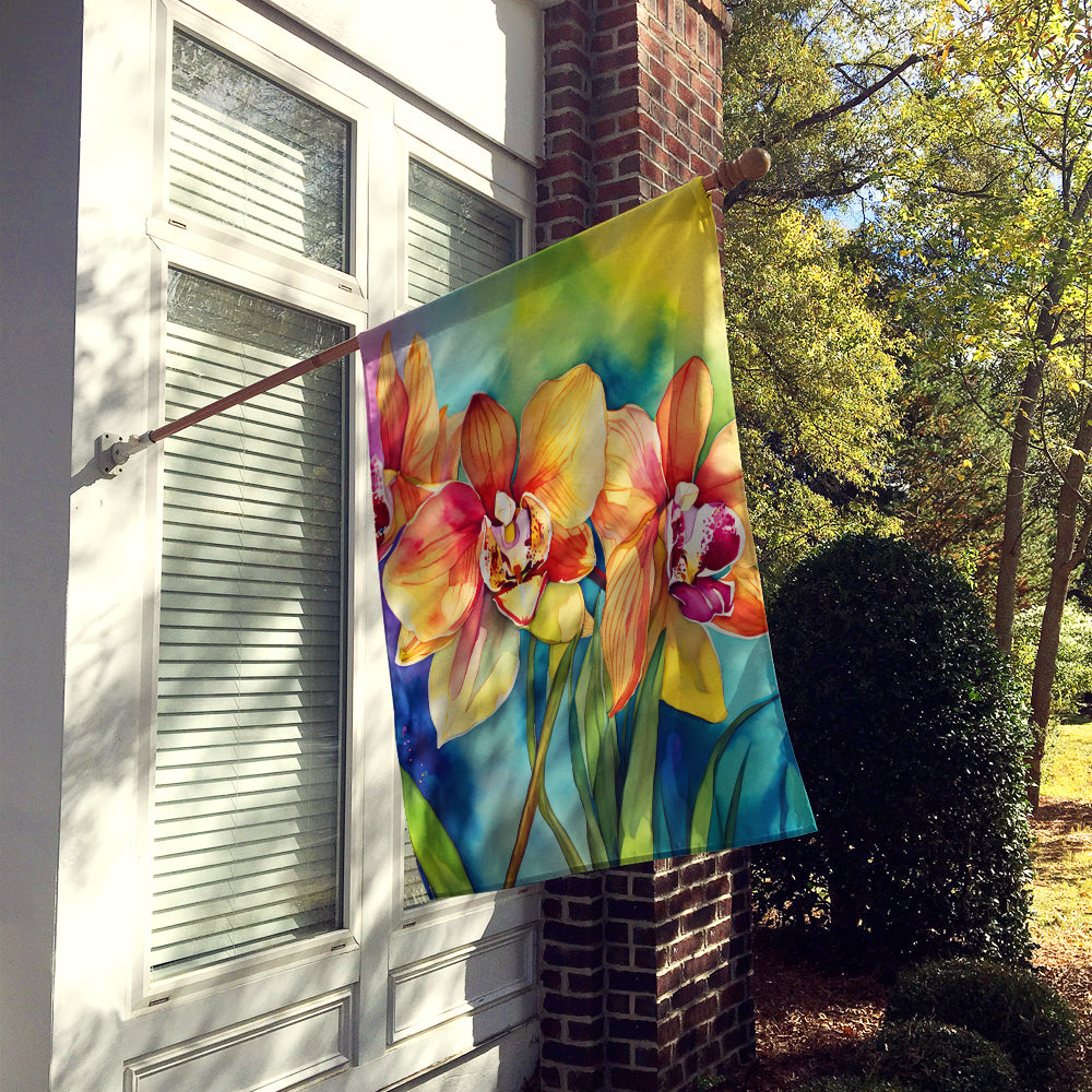 Orchids in Watercolor House Flag